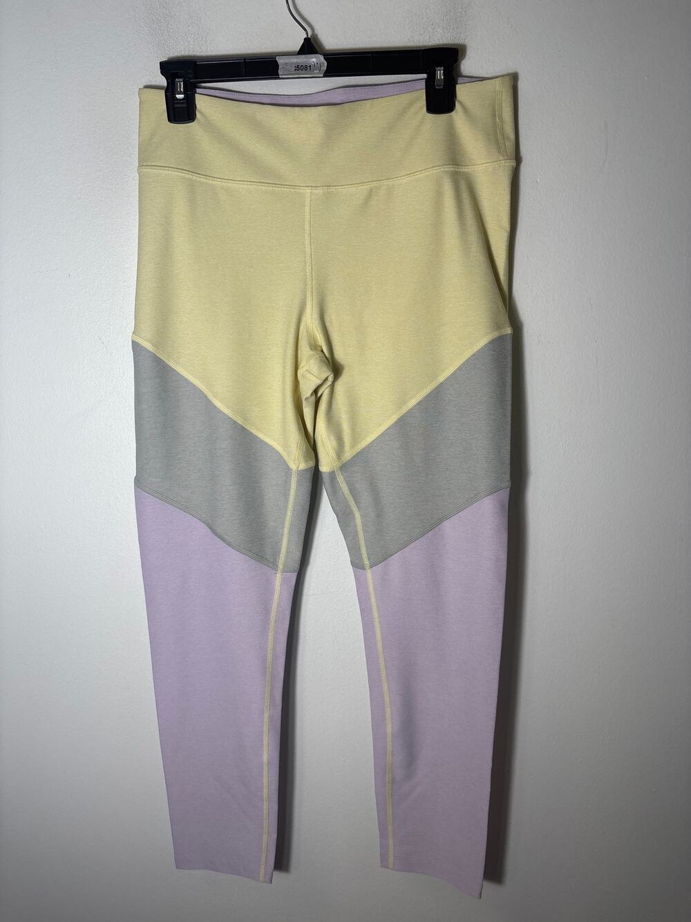Outdoor Voices Purple Yellow Colorblock Athletic Leggings Sz XL